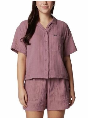 Colombia Mauve Button-Up Top & Matching Shorts Set